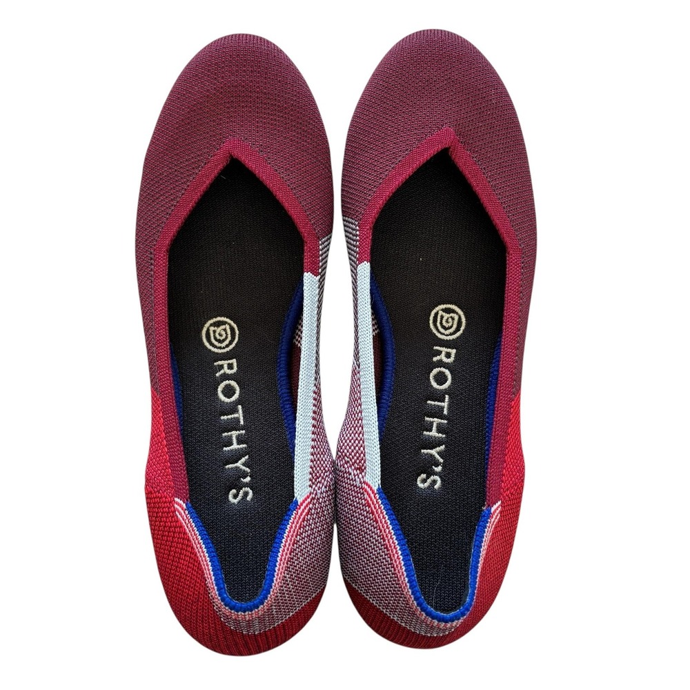 Rothys The Flat Womens Size 8 Red Burgundy‎ Colorblock Ballet Flat